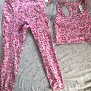 Evolution and Creation matching pink floral activewear NWT